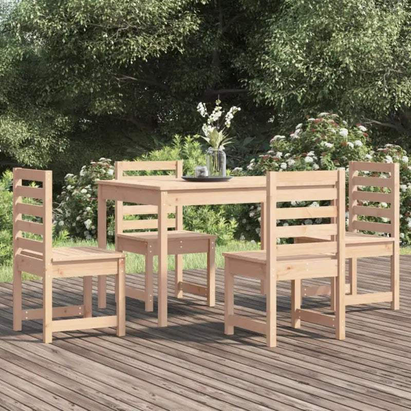 Klassieke houten tuinset met massief grenenhout en stevig tafelblad - Natuurlijk grenenhout - Tuinsets