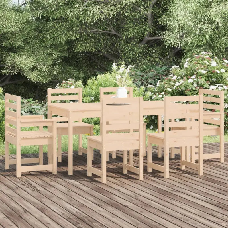 Klassieke houten tuinset van massief grenenhout met stevig tafelblad - Tuinsets