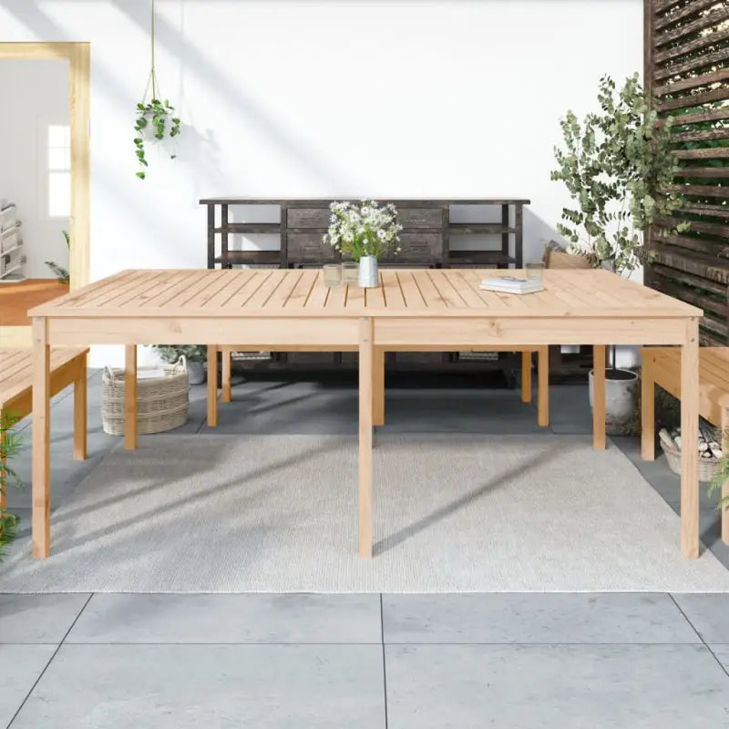 Klassieke houten tuintafel van massief grenenhout voor buiten - Natuurlijk grenenhout / 203.5 x 100 x 76 cm / 1