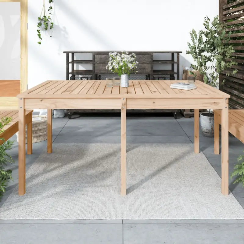 Klassieke houten tuintafel van massief grenenhout voor buiten - Natuurlijk grenenhout / 159.5 x 82.5 x 76 cm / 1