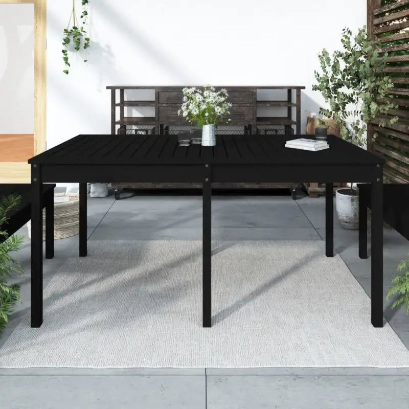 Klassieke houten tuintafel van massief grenenhout voor buiten - Zwart grenenhout / 159.5 x 82.5 x 76 cm / 1 - Tuintafels