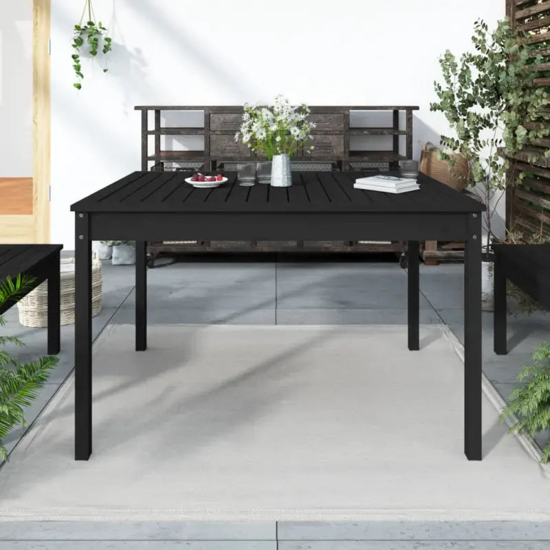 Klassieke houten tuintafel van massief grenenhout voor buiten - Zwart grenenhout / 121 x 82.5 x 76 cm / 1 - Tuintafels