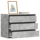 Klassieke ladekast van bewerkt hout met tijdloze uitstraling - Betongrijs / 80 x 41 x 58 cm / 1 - Commodes & ladekasten