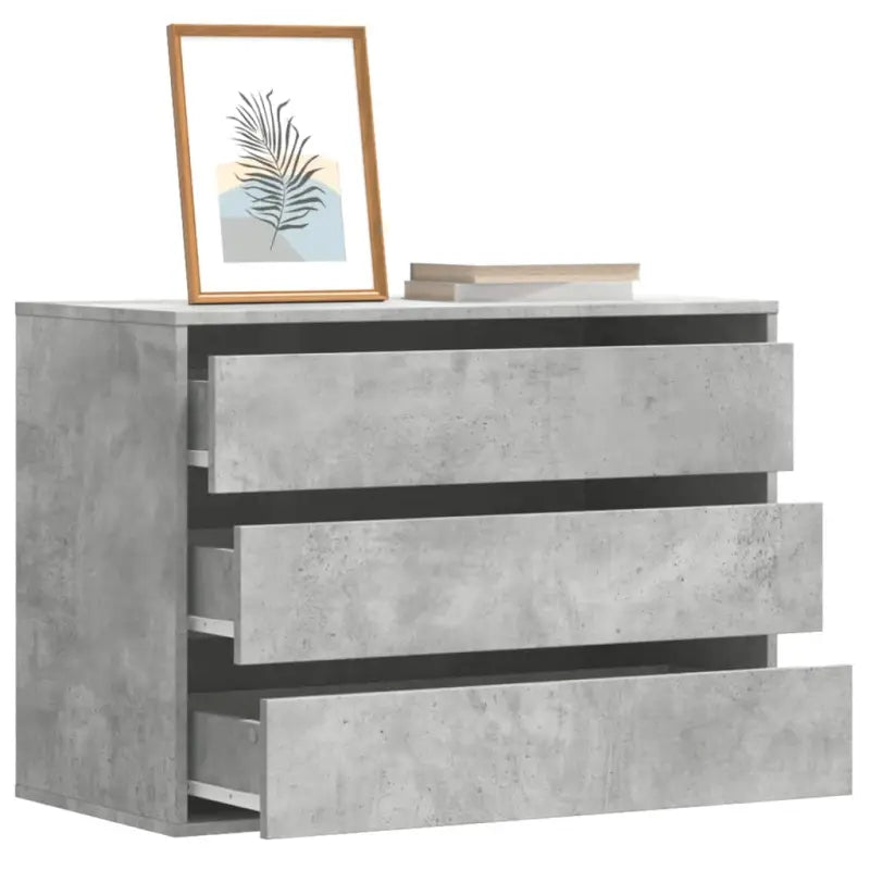 Klassieke ladekast van bewerkt hout met tijdloze uitstraling - Betongrijs / 80 x 41 x 58 cm / 1 - Commodes & ladekasten