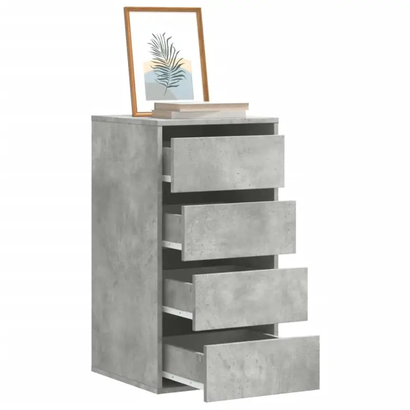Klassieke ladekast van bewerkt hout met tijdloze uitstraling - Betongrijs / 40 x 41 x 76 cm / 1 - Commodes & ladekasten