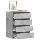 Klassieke ladekast van bewerkt hout met tijdloze uitstraling - Betongrijs / 60 x 41 x 76 cm / 1 - Commodes & ladekasten
