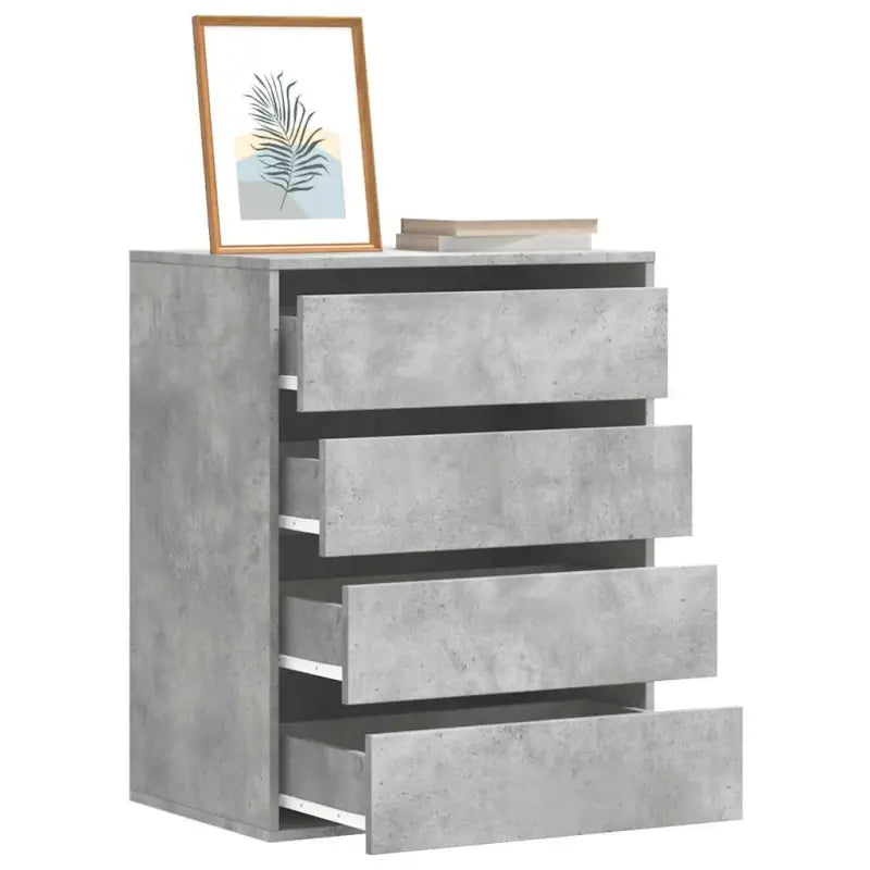 Klassieke ladekast van bewerkt hout met tijdloze uitstraling - Betongrijs / 60 x 41 x 76 cm / 1 - Commodes & ladekasten