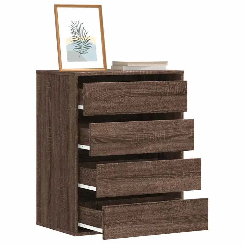 Klassieke ladekast van bewerkt hout met tijdloze uitstraling - bruin eikenkleur / 60 x 41 x 76 cm / 1 - Commodes &