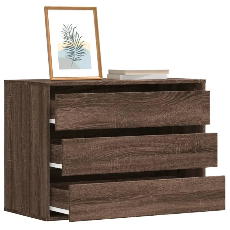 Klassieke ladekast van bewerkt hout met tijdloze uitstraling - bruin eikenkleur / 80 x 41 x 58 cm / 1 - Commodes &