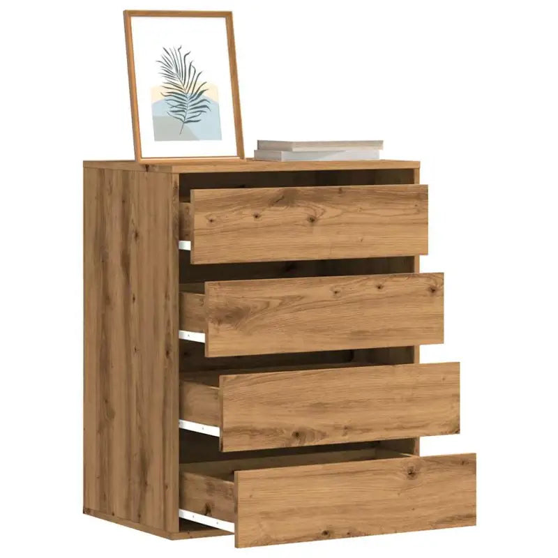 Klassieke ladekast van bewerkt hout met tijdloze uitstraling - Eiken / 60 x 41 x 76 cm / 1 - Commodes & ladekasten