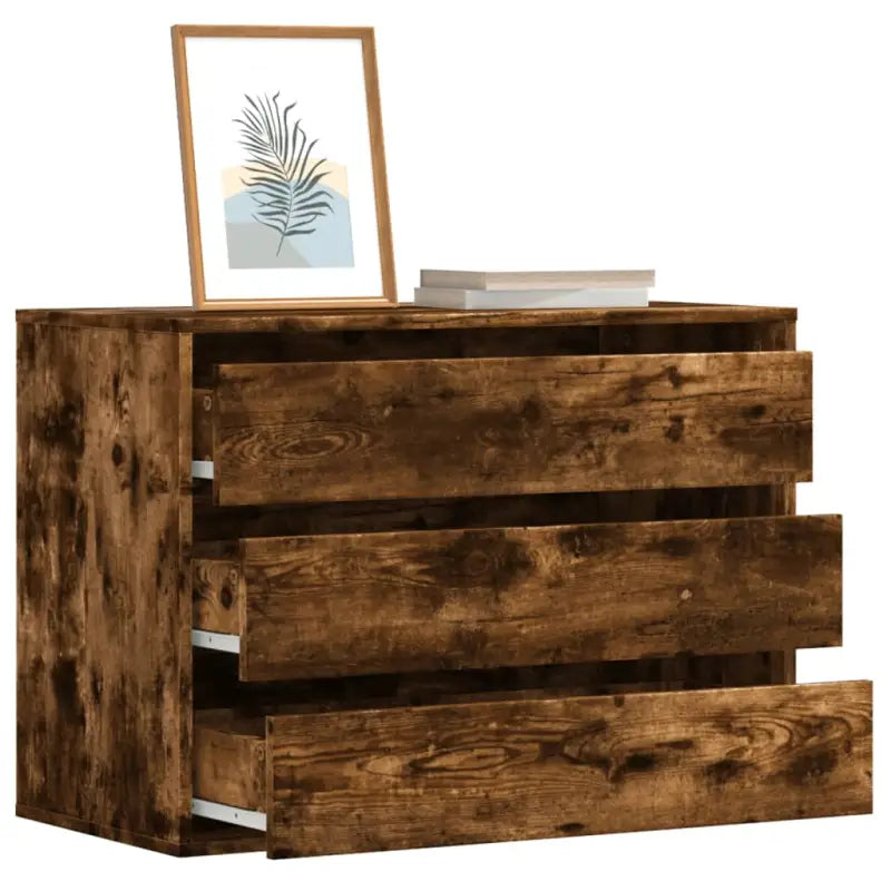 Klassieke ladekast van bewerkt hout met tijdloze uitstraling - Gerookt eiken / 80 x 41 x 58 cm / 1 - Commodes &