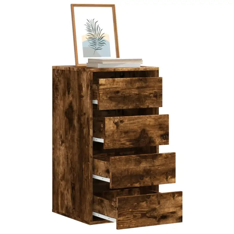 Klassieke ladekast van bewerkt hout met tijdloze uitstraling - Gerookt eiken / 40 x 41 x 76 cm / 1 - Commodes &