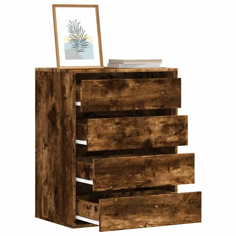 Klassieke ladekast van bewerkt hout met tijdloze uitstraling - Gerookt eiken / 60 x 41 x 76 cm / 1 - Commodes &