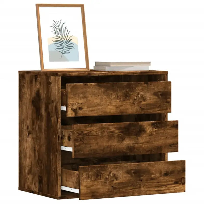 Klassieke ladekast van bewerkt hout met tijdloze uitstraling - Gerookt eiken / 60 x 41 x 58 cm / 1 - Commodes &