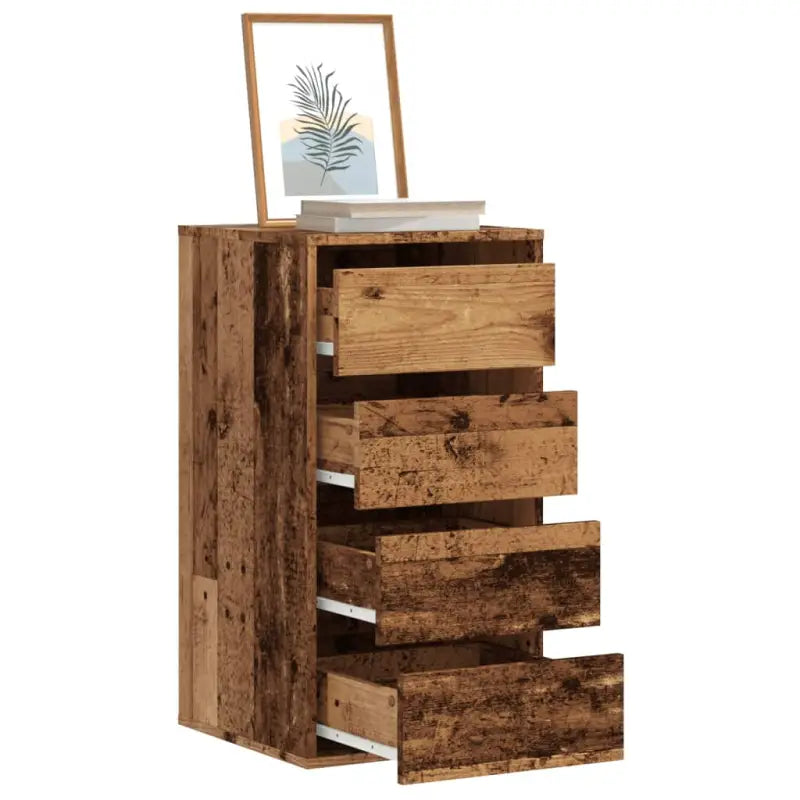 Klassieke ladekast van bewerkt hout met tijdloze uitstraling - Oud hout / 40 x 41 x 76 cm / 1 - Commodes & ladekasten