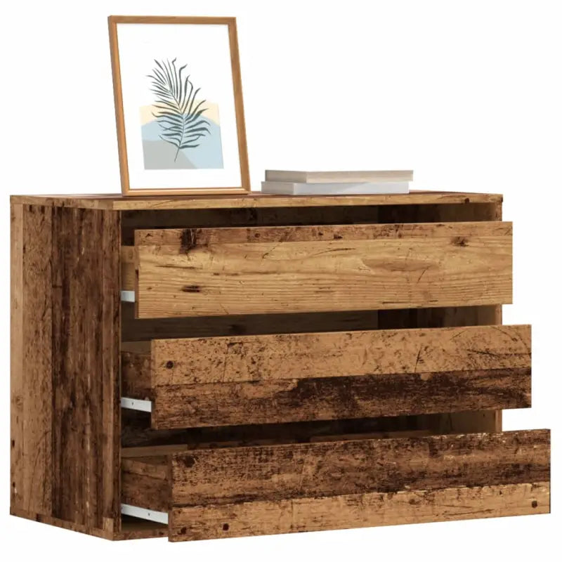Klassieke ladekast van bewerkt hout met tijdloze uitstraling - Oud hout / 80 x 41 x 58 cm / 1 - Commodes & ladekasten