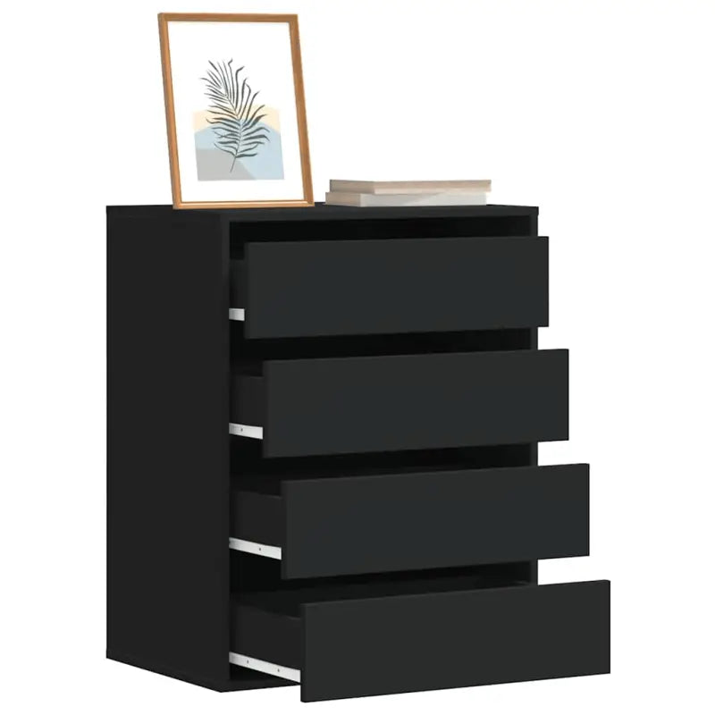 Klassieke ladekast van bewerkt hout met tijdloze uitstraling - Zwart / 60 x 41 x 76 cm / 1 - Commodes & ladekasten