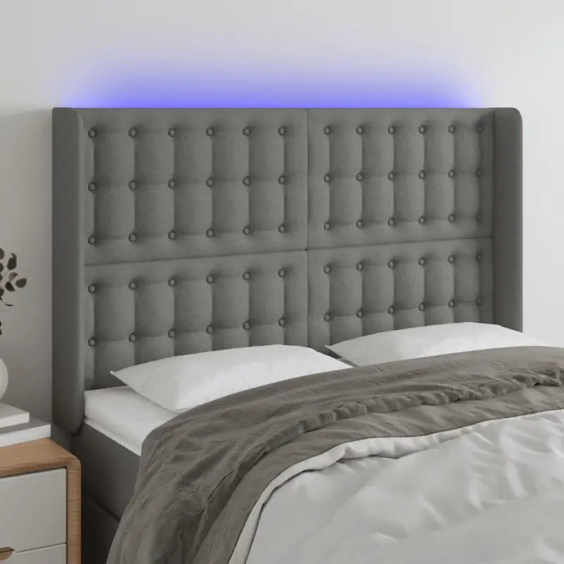 Klassieke LED Hoofdborden en Voetborden voor Moderne Slaapkamers - Donkergrijs / 147 x 16 x 118/128 cm / 1