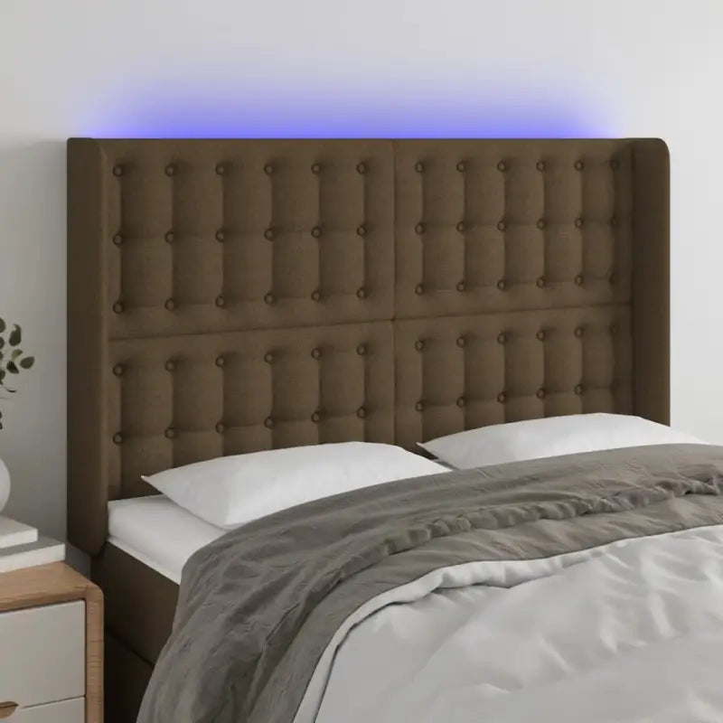 Klassieke LED Hoofdborden en Voetborden voor Moderne Slaapkamers - Donkerbruin / 147 x 16 x 118/128 cm / 1
