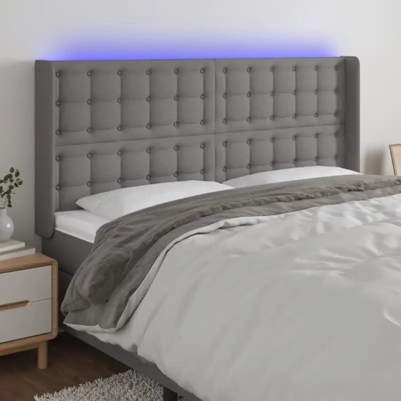 Klassieke LED Hoofdborden en Voetborden voor Moderne Slaapkamers - Donkergrijs / 183 x 16 x 118/128 cm / 1