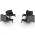 Klassieke loungeset met halfrond PE-rattan en lichtgewicht constructie - 4x midden - Tuinsets