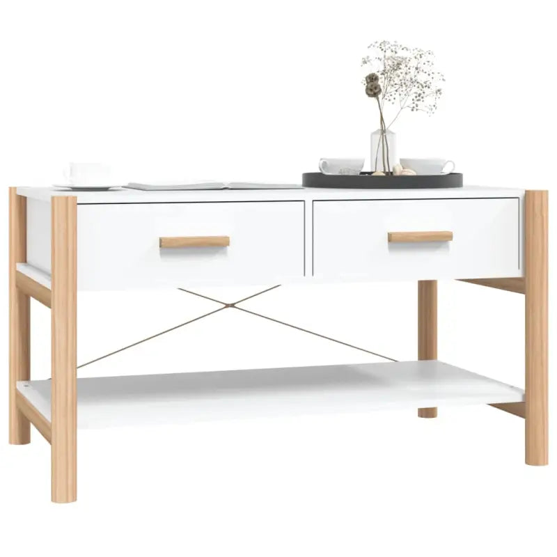 Klassieke salontafel met bewerkt hout en houten poten - Salontafels