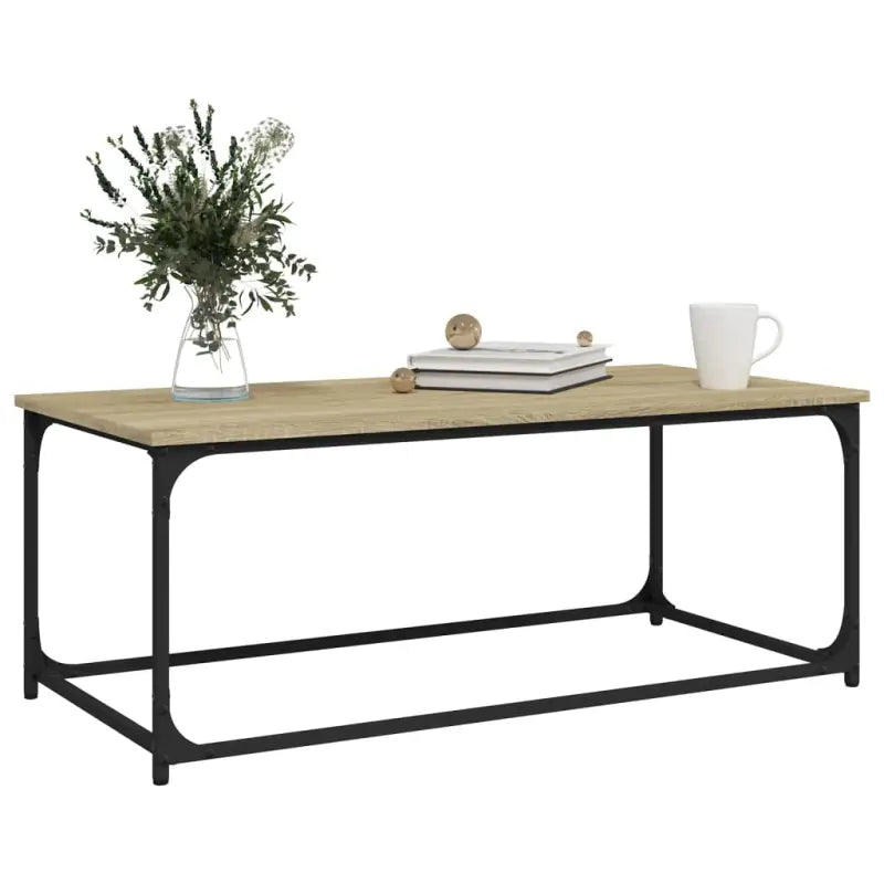 Klassieke salontafel met bewerkt hout en ijzeren frame voor elegantie - Salontafels