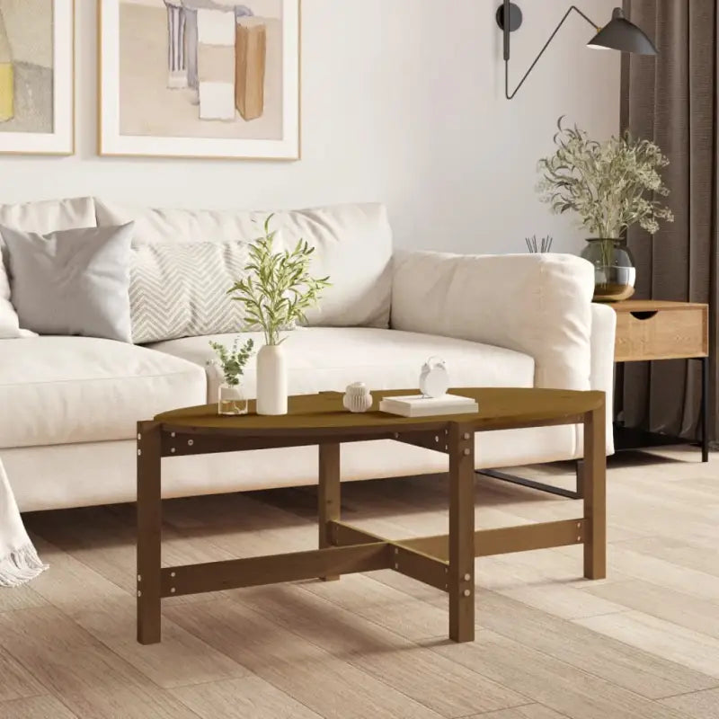 Klassieke salontafel van massief grenenhout met rustieke charme - Honingbruin / 118 x 63 x 45 cm / 1 - Salontafels