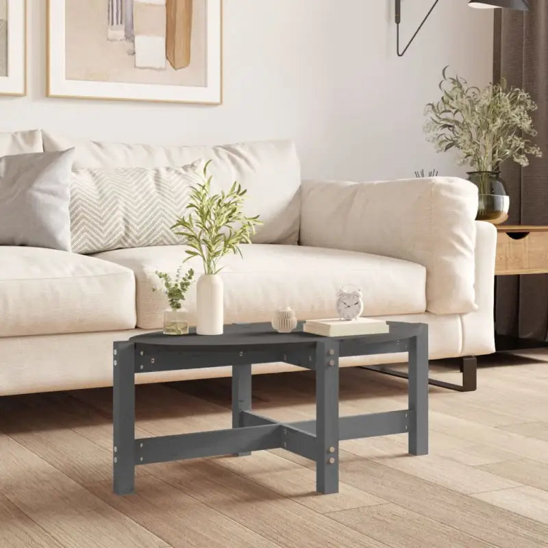 Klassieke salontafel van massief grenenhout met rustieke charme - Grijs / 87 x 48 x 35 cm / 1 - Salontafels