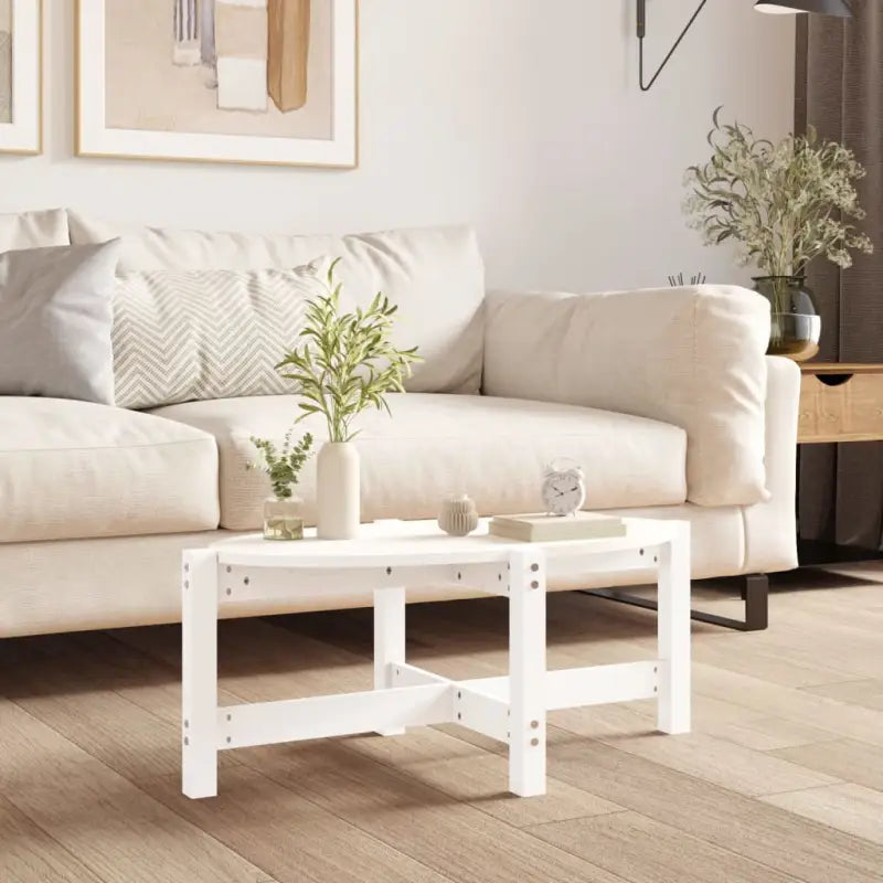 Klassieke salontafel van massief grenenhout met rustieke charme - Wit / 87 x 48 x 35 cm / 1 - Salontafels