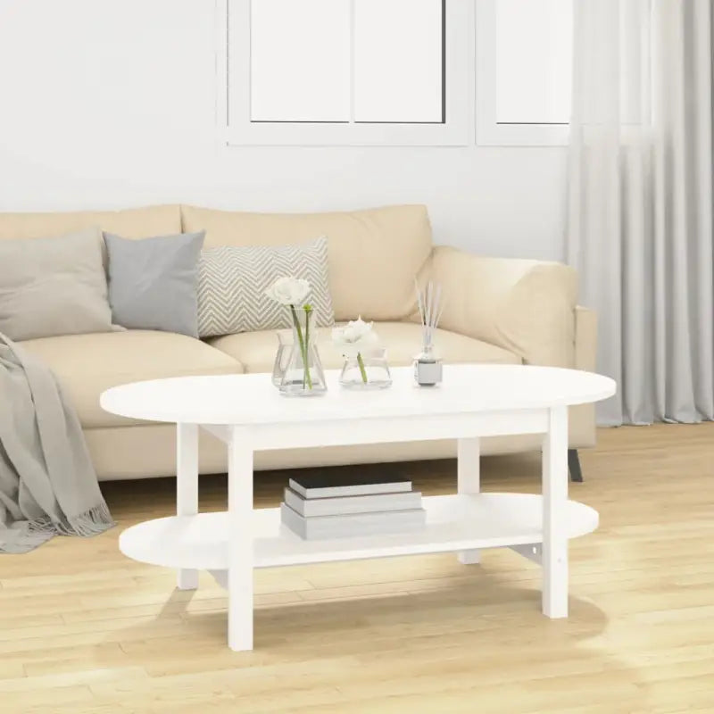 Klassieke salontafel van massief grenenhout met rustieke uitstraling - Wit / 110 x 55 x 45 cm / 1 - Salontafels