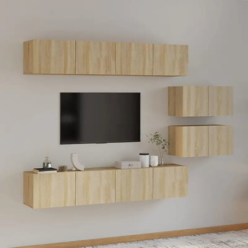 Klassieke televisiekast met bewerkt hout voor een stijlvol interieur - Sonoma eiken / 6 / 80 cm - Tv-meubels