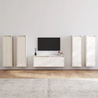 Klassieke televisiekast van massief grenenhout met trendy design - Wit / 5 - Tv-meubels