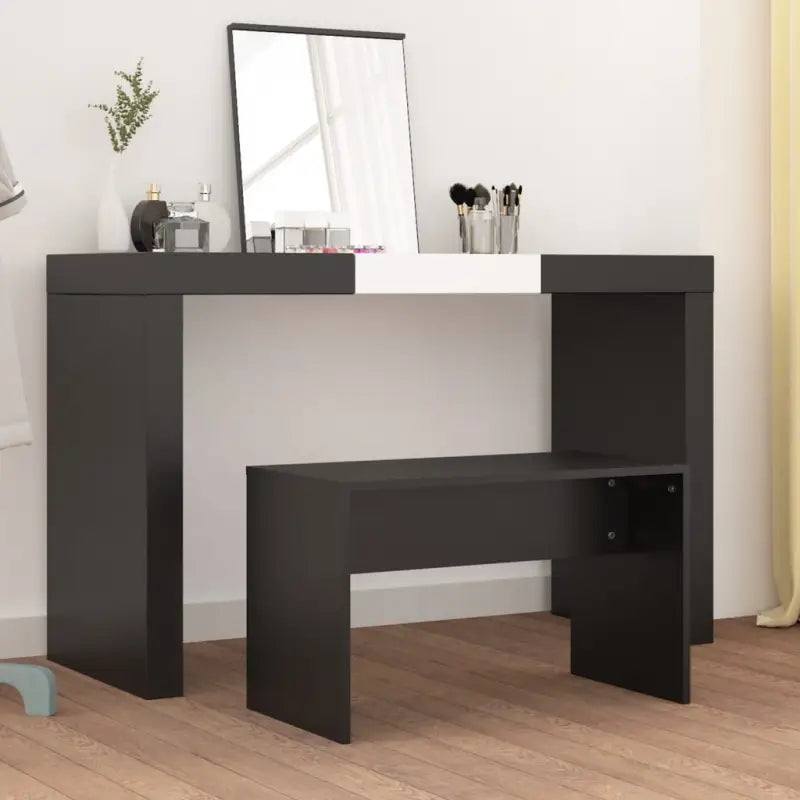 Klassieke toilettafelkruk van bewerkt hout voor een stijlvolle uitstraling - Zwart - Toilettafelkrukjes