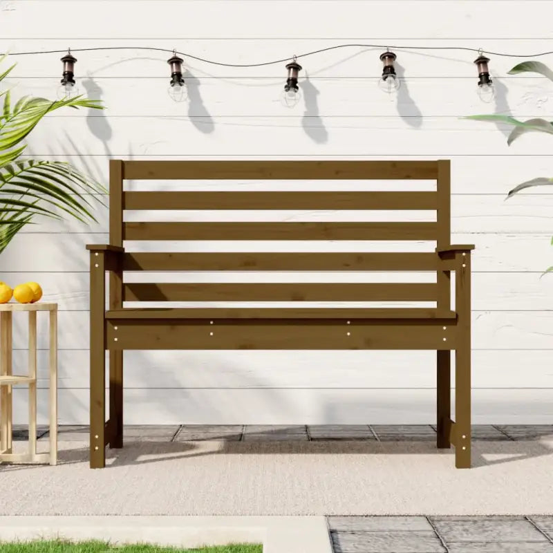 Klassieke tuinbank van massief grenenhout voor buitengebruik - Honingbruin grenenhout / 109 x 48 x 91.5 cm / 1