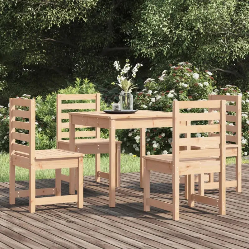 Klassieke tuinset van massief grenenhout met stevig tafelblad - Natuurlijk grenenhout - Tuinsets