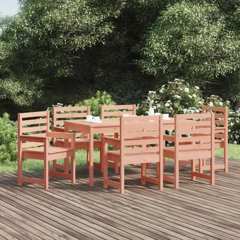 Klassieke tuinset van massief grenenhout met stevig tafelblad - Natuurlijk douglashout - Tuinsets