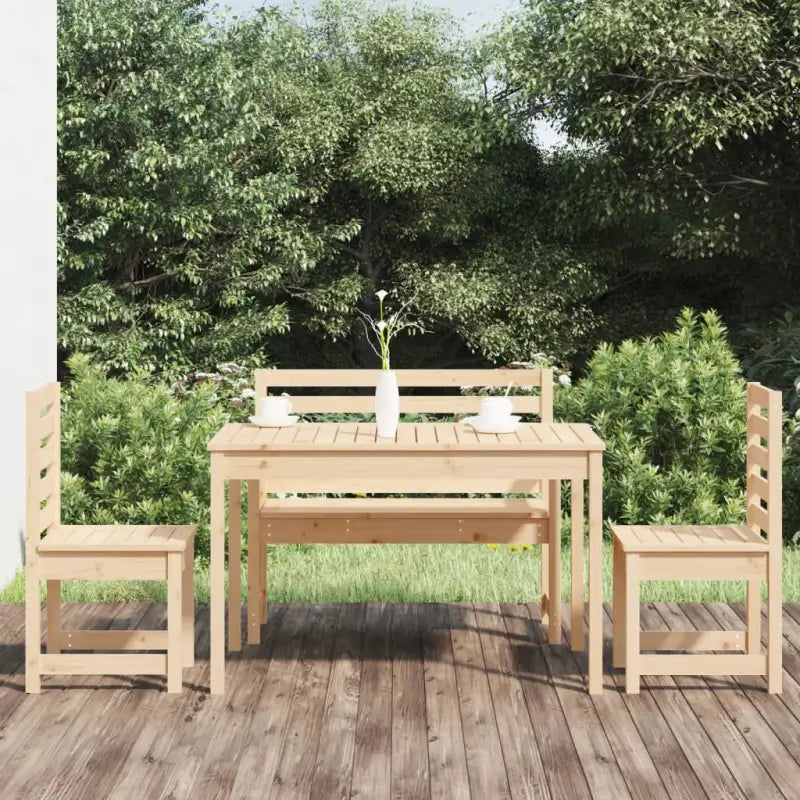 Klassieke tuinset van massief grenenhout met stevig tafelblad - Natuurlijk grenenhout - Tuinsets