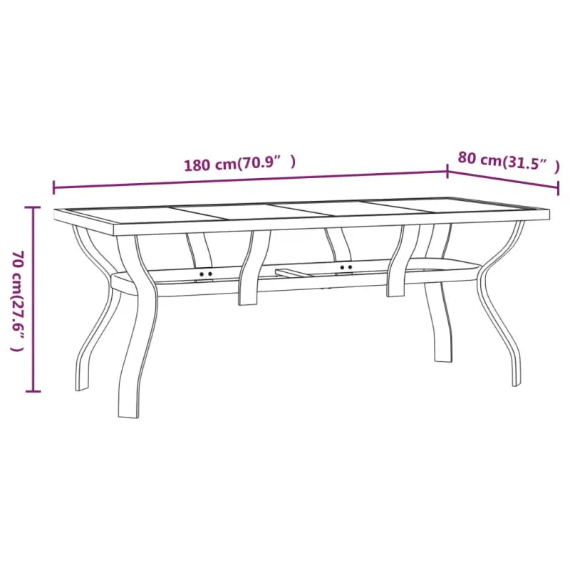 Klassieke tuintafel met gehard glazen blad en stabiele stalen poten - Tuintafels