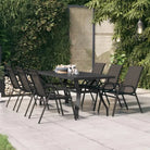 Klassieke tuintafel met gehard glazen blad en stabiele stalen poten - Zwart / 180 x 80 x 70 cm / 1 - Tuintafels