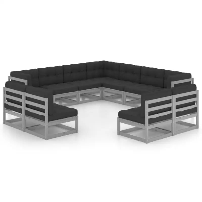 Klassieke tuintafelset van massief grenenhout voor ontspanning buiten - Grijs / Ja - Tuinsets