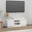 Klassieke TV-Kast met Deur in Hoogwaardig Bewerkt Hout - Wit / 1 - Tv-meubels