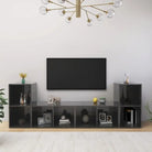 Klassieke tv-meubel in bewerkt hout met trendy en praktische uitstraling - Hoogglans grijs / 4 - Tv-meubels