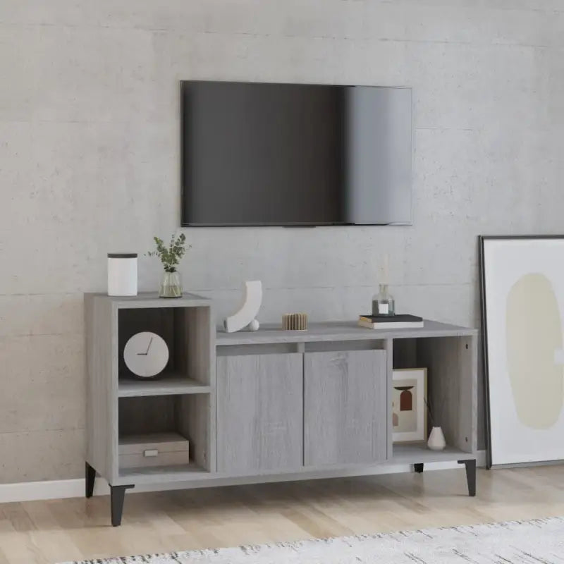Klassieke Tv-meubel in grijs sonoma met bewerkt hout - Grijs sonoma / 1 - Tv-meubels