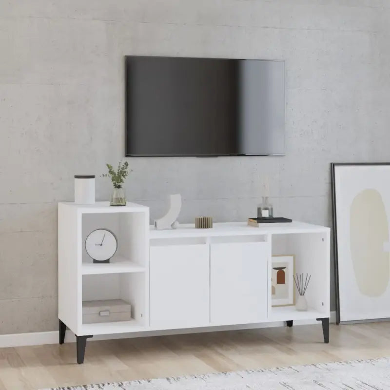Klassieke Tv-meubel in grijs sonoma met bewerkt hout - Wit / 1 - Tv-meubels