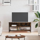 Klassieke TV-meubel met bewerkt hout en ijzeren poten - Gerookt eiken / 1 - Tv-meubels