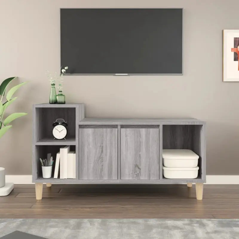 Klassieke Tv-meubel van bewerkt hout in grijs sonoma stijl - Grijs sonoma / 1 - Tv-meubels