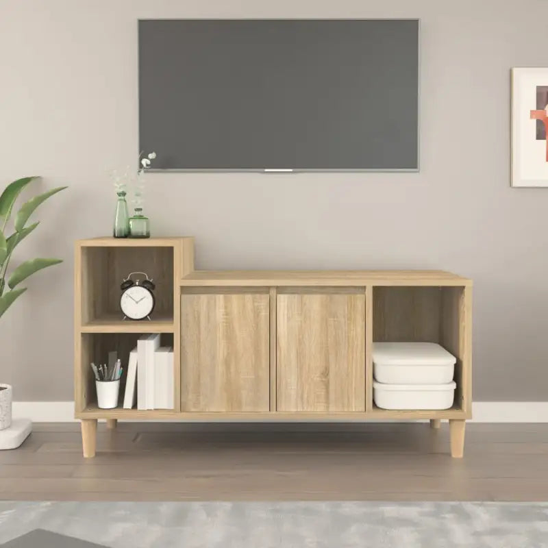 Klassieke Tv-meubel van bewerkt hout in grijs sonoma stijl - Sonoma eiken / 1 - Tv-meubels