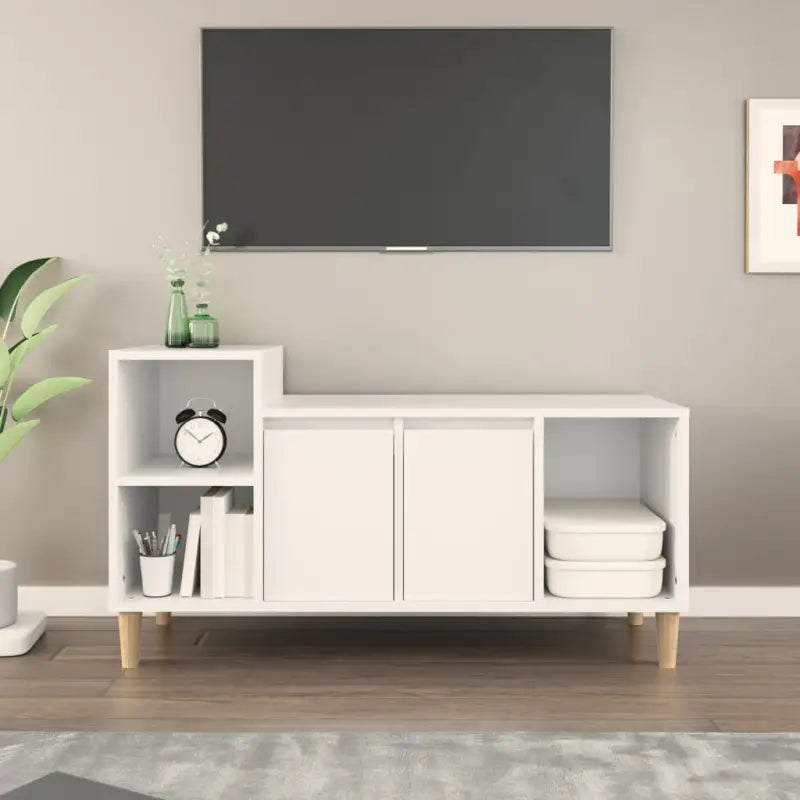 Klassieke Tv-meubel van bewerkt hout in grijs sonoma stijl - Wit / 1 - Tv-meubels