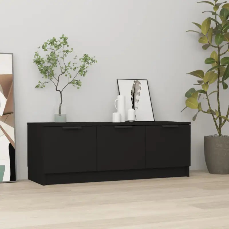Klassieke Tv-Meubel Van Bewerkt Hout Met Hoogwaardige Afwerking - Zwart / 1 - Tv-meubels